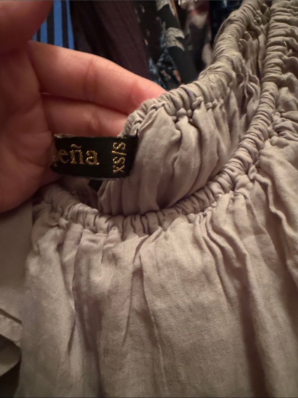 Ruffle Off-Shoulder Tunic Dress in Taupe - Picture 3 of 4